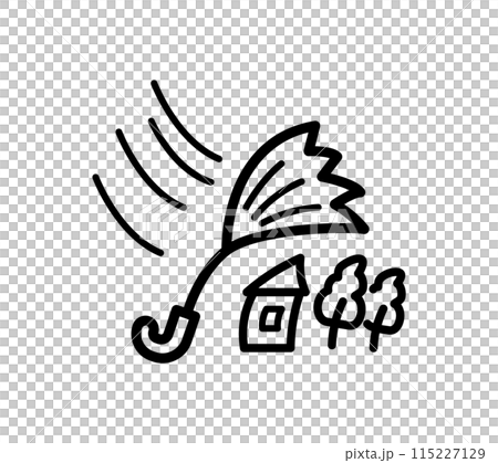 Illustration of an umbrella broken by the wind 115227129