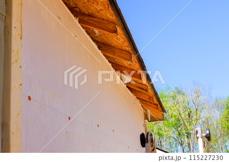 As part of remodeling process, master makes repairs to fascia trim that was damaged As part of remodeling process, master makes repairs to fascia trim that was damaged 115227230