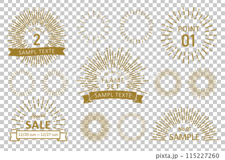 Sunburst and ribbon frame set 115227260