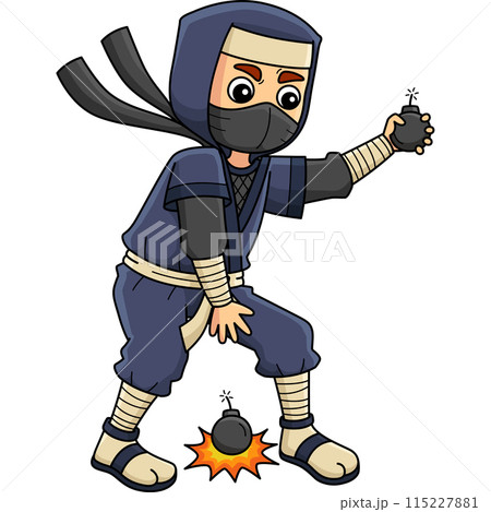 Ninja with a Smoke Bomb Cartoon Colored Clipart Ninja with a Smoke Bomb Cartoon Colored Clipart 115227881