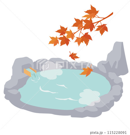 秋の露天風呂のイラスト 115228091