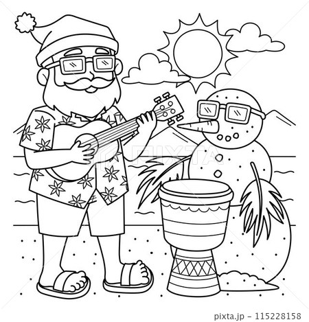 Christmas in July Santa and Snowman Coloring Page Christmas in July Santa and Snowman Coloring Page 115228158