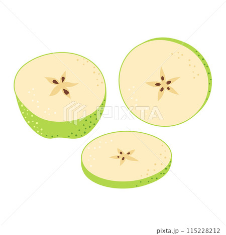Green apple slice Hand drawn trendy flat style Green apple slice Hand drawn trendy flat style 115228212