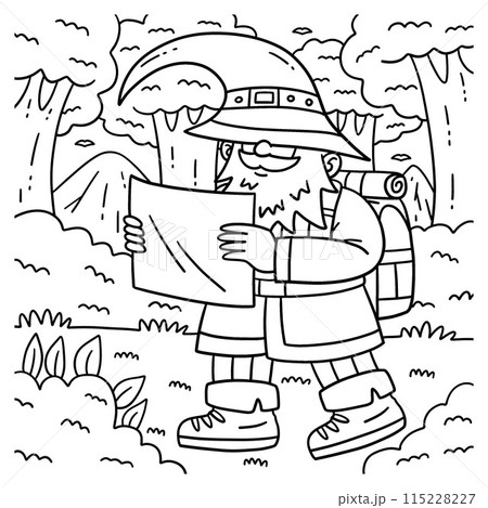 Camping Gnome Coloring Page for Kids Camping Gnome Coloring Page for Kids 115228227