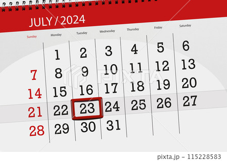 Calendar 2024, deadline, day, month, page, organizer, date, July, tuesday, number 23 115228583