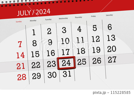 Calendar 2024, deadline, day, month, page, organizer, date, July, wednesday, number 24 Calendar 2024, deadline, day, month, page, organizer, date, July, wednesday, number 24 115228585