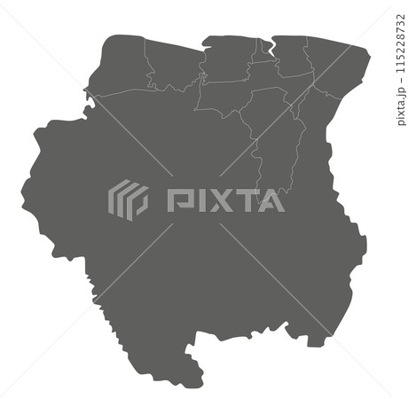 Vector blank map of Suriname with districts and administrative divisions. Editable and clearly labeled layers. 115228732