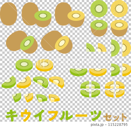 Kiwifruit illustration set 115228795