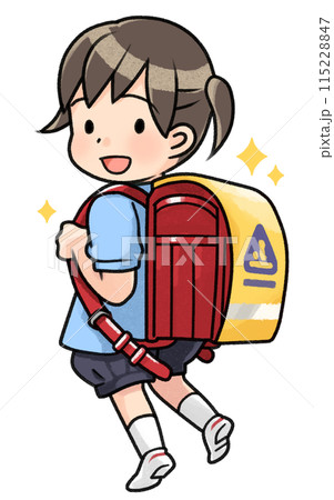 ランドセルカバーをつけた女の子のイラスト素材 [115228847] - PIXTA