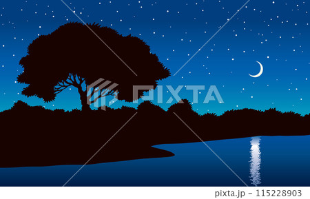 Vector drawing. Old tree in the field Vector drawing. Old tree in the field 115228903