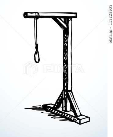 Vector drawing. Wooden gallows with loop Vector drawing. Wooden gallows with loop 115228935