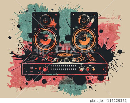 Grunge dj party background with grunge elements. Vector illustration. Grunge dj party background with grunge elements. Vector illustration. 115229381