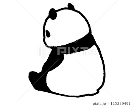 パンダが後ろを向いている手描きイラスト 115229491