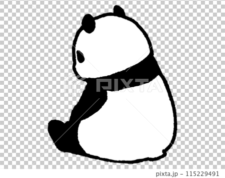 パンダが後ろを向いている手描きイラスト 115229491