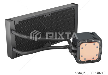Water Cooling System without fans. 3D rendering Water Cooling System without fans. 3D rendering 115230218