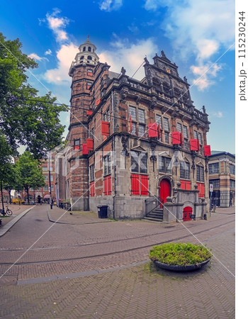 Picture from the city center of The Hague in Holland with old wheelhouse without people Picture from the city center of The Hague in Holland with old wheelhouse without people 115230244