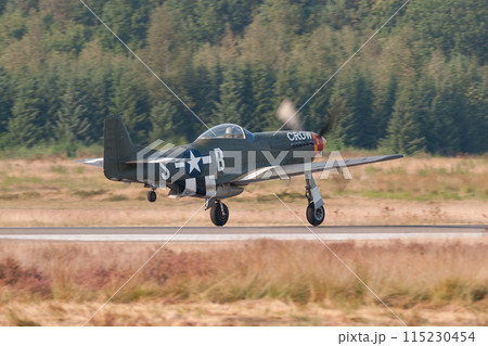 アメリカ軍P-51Dムスタング戦闘機の離陸 115230454