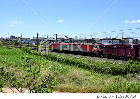 田園地帯を走る東北本線貨物列車 115230714