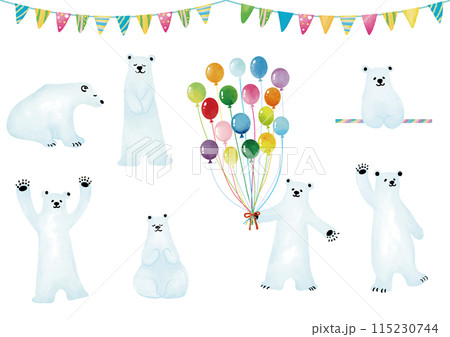 水彩風　白熊セット 115230744