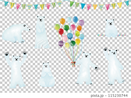 水彩風　白熊セット 115230744