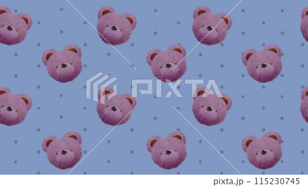 ポップな可愛いクマのイラストリピート柄 115230745