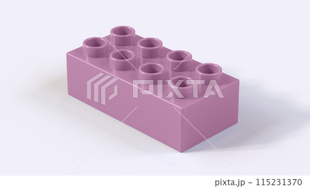 Mauve Plastic Lego Block on a White Background. Children Toy Brick, Perspective View. Close Up View of a Game Block for Constructors. 3D Rendering. 8K Ultra HD, 7680x4320, 300 dpi Mauve Plastic Lego Block on a White Background. Children Toy Brick, Perspective View. Close Up View of a Game Block for Constructors. 3D Rendering. 8K Ultra HD, 7680x4320, 300 dpi 115231370