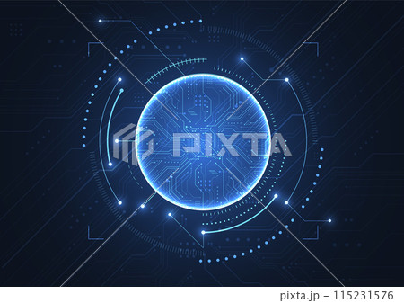 Abstract technology innovation communication concept digital blue design background. Vector illustration 115231576