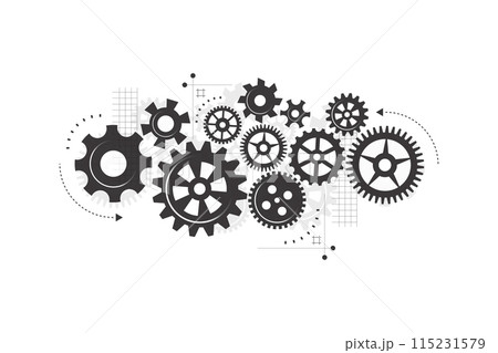 Abstract gear wheel mechanism background. Machine technology. Vector illustration Abstract gear wheel mechanism background. Machine technology. Vector illustration 115231579