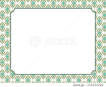 レトロポップなフレーム素材　緑　葉　植物　ダイヤ 115233292