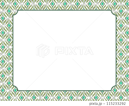 レトロポップなフレーム素材　緑　葉　植物　ダイヤ 115233292