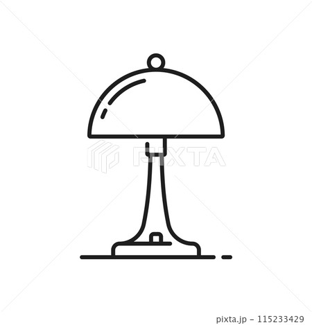 Electric lantern, indoor light, halogen desk lamp linear icon. House classic furniture, house desktop lamp or office electric light thin line vector symbol. Office interior element linear sign or icon Electric lantern, indoor light, halogen desk lamp linear icon. House classic furniture, house desktop lamp or office electric light thin line vector symbol. Office interior element linear sign or icon 115233429