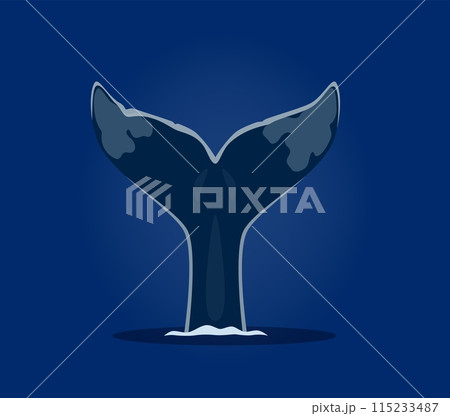 Underwater sea animals font, letter Y as whale tail for cartoon undersea alphabet, vector ABC type. Sea animals font or ocean typeface with cartoon characters, whale fish tail in water as letter Y 115233487