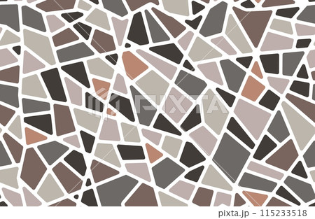 Mosaic pebble stone floor tile seamless pattern. Rock pavement vector background with gravel, cobblestone and pebble texture. Brown gray stone floor and wall tile, road and sidewalk geometric pattern Mosaic pebble stone floor tile seamless pattern. Rock pavement vector background with gravel, cobblestone and pebble texture. Brown gray stone floor and wall tile, road and sidewalk geometric pattern 115233518