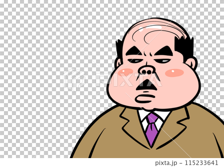 Illustration of an old man with a sulky face 115233641