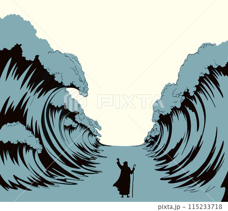 Moses with the staff. Vector drawing Moses with the staff. Vector drawing 115233718