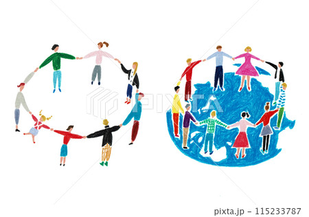 輪になって手をつなぐ人々 115233787