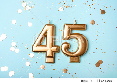 45 years celebration. Greeting banner. 115233931