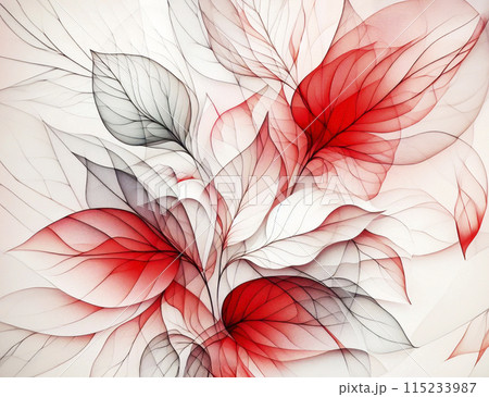 Delicate background of transparent white and coral leaves. Abstract background for creative use Delicate background of transparent white and coral leaves. Abstract background for creative use 115233987