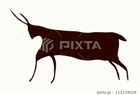 Primitive rock painting. Vector drawing Primitive rock painting. Vector drawing 115234026