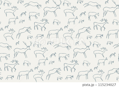 Primitive rock painting. Vector drawing Primitive rock painting. Vector drawing 115234027
