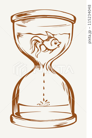 Fish in the hourglass. Vector drawing 115234048