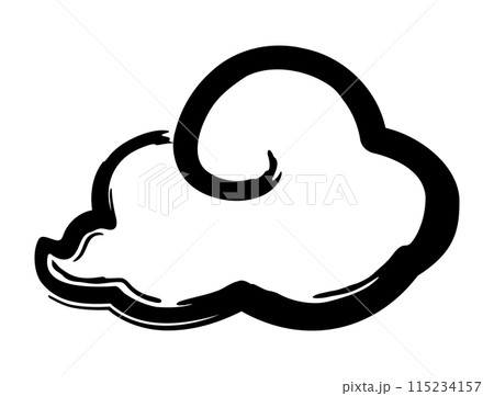 筆で描いた和風の雲のベクターイラスト 115234157