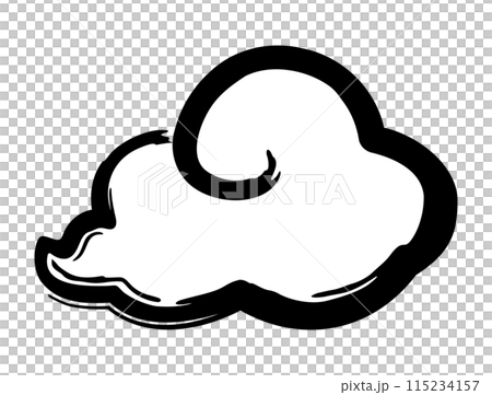筆で描いた和風の雲のベクターイラスト 115234157