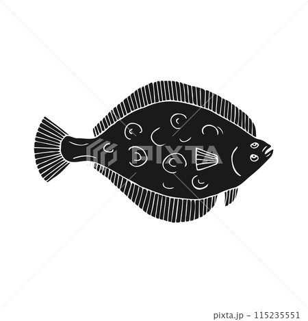 Vector hand drawn doodle sketch flounder fish Vector hand drawn doodle sketch flounder fish 115235551