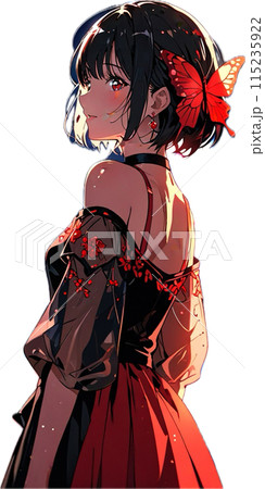 赤いドレスを着た女性のイラスト素材 [115235922] - PIXTA