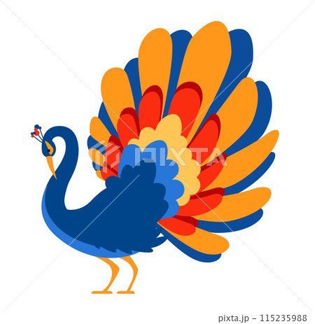 Bright peacock - modern flat design style single isolated image 115235988
