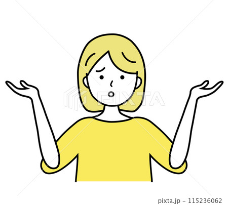 悩んで困った表情の女性イラスト素材 115236062
