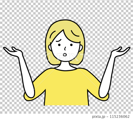 悩んで困った表情の女性イラスト素材 115236062