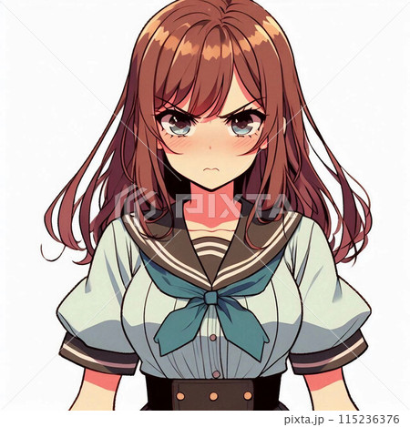 怒るセーラー服の女の子 115236376