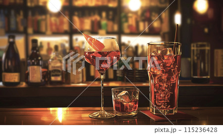 バーで飲むカクテル　AI画像 115236428